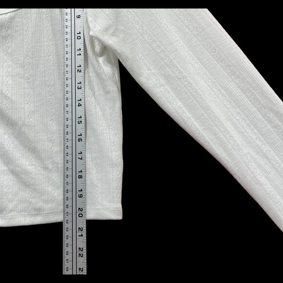 Wild Fable - Women's Long Sleeve Square Neck Pointelle T-Shirt - White - XL - Picture 7 of 14